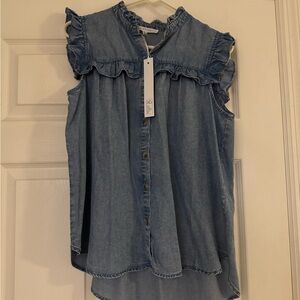 Chambray Sleeveless Jane and Delancey Blouse